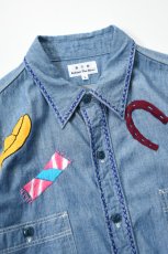 画像14: Behind The River (ビハインドザリバー) BTR×Lucy OAXACA Souvenir Chambray Shirt [BLUE/COLORFUL] (14)