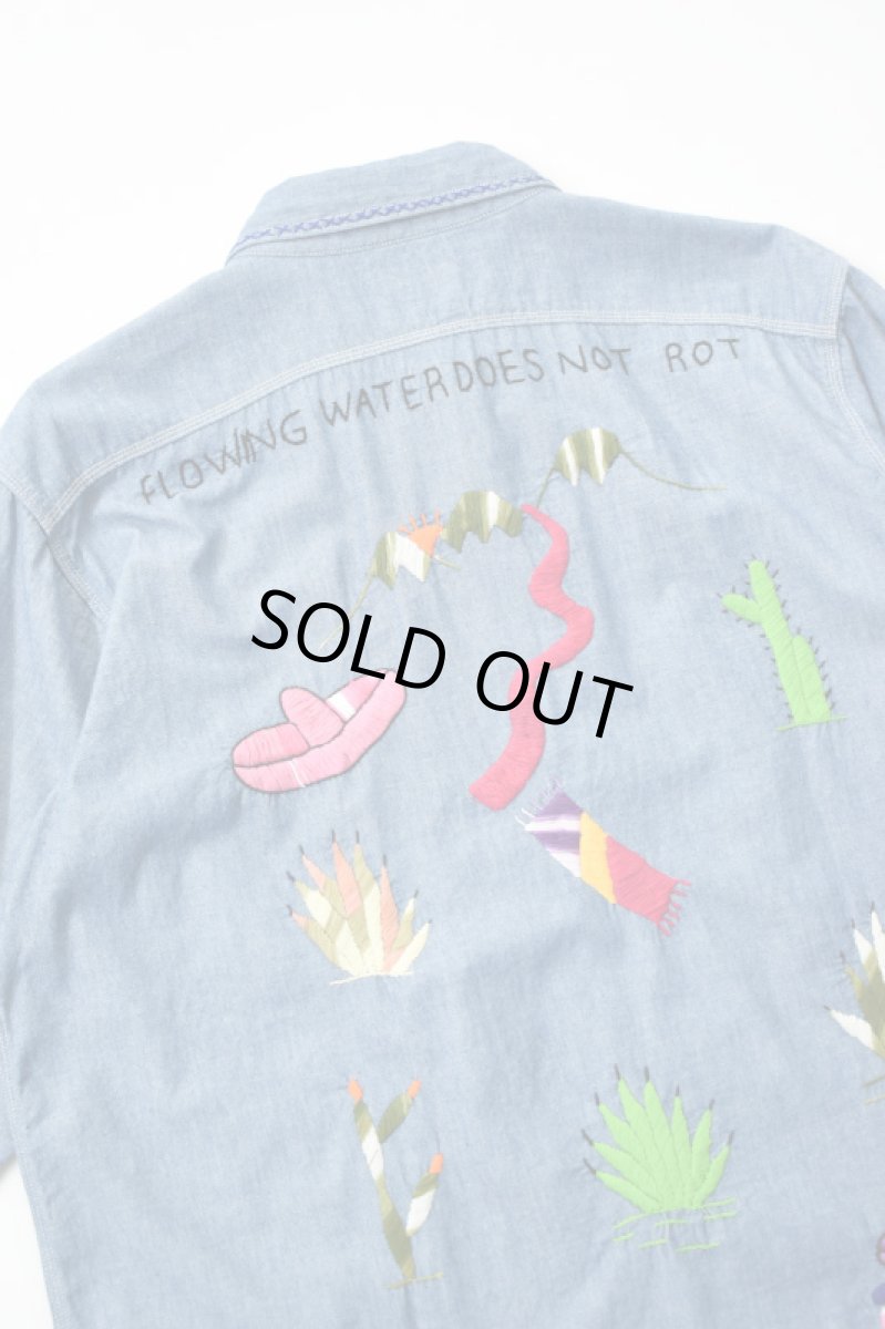 画像27: Behind The River (ビハインドザリバー) BTR×Lucy OAXACA Souvenir Chambray Shirt [BLUE/COLORFUL] (27)