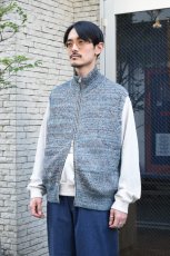 画像3: MEIAS (メイアス) LINEN MIX ZIP VEST [BLUE MIX] (3)