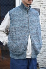 画像4: MEIAS (メイアス) LINEN MIX ZIP VEST [BLUE MIX] (4)