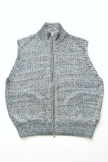 画像2: MEIAS (メイアス) LINEN MIX ZIP VEST [BLUE MIX] (2)