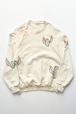 画像2: jawandi (ジャワンディ) EMBROIDERED CREW SWEAT [CACTUS/NATURAL] (2)