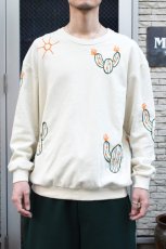 画像4: jawandi (ジャワンディ) EMBROIDERED CREW SWEAT [CACTUS/NATURAL] (4)