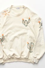 画像1: jawandi (ジャワンディ) EMBROIDERED CREW SWEAT [CACTUS/NATURAL] (1)