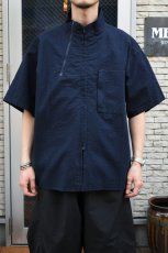 画像5: MODMNT (モドメント) STAND COLLAR ZIP SHIRT [NAVY] (5)