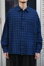 画像8: kontor (コントール) Overdyed Seersucker Check Shirt [BLUE CHECK] (8)