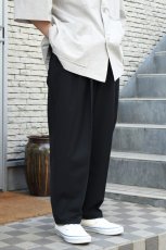 画像3: kontor (コントール) 3 Pleated Summer Wool Trousers [BLACK] (3)