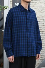 画像3: kontor (コントール) Overdyed Seersucker Check Shirt [BLUE CHECK] (3)