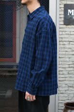 画像9: kontor (コントール) Overdyed Seersucker Check Shirt [BLUE CHECK] (9)