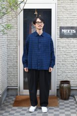 画像5: kontor (コントール) Overdyed Seersucker Check Shirt [BLUE CHECK] (5)