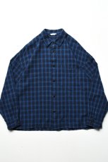 画像2: kontor (コントール) Overdyed Seersucker Check Shirt [BLUE CHECK] (2)