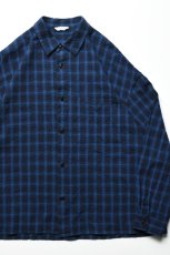 画像1: kontor (コントール) Overdyed Seersucker Check Shirt [BLUE CHECK] (1)