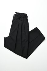 画像1: kontor (コントール) 3 Pleated Summer Wool Trousers [BLACK] (1)
