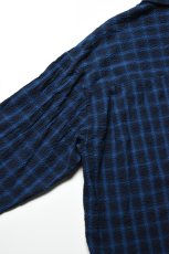 画像18: kontor (コントール) Overdyed Seersucker Check Shirt [BLUE CHECK] (18)