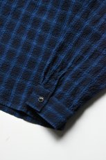 画像14: kontor (コントール) Overdyed Seersucker Check Shirt [BLUE CHECK] (14)
