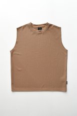 画像2: AXESQUIN -modified- (アクシーズクインモディファイド) QD ECO WAFFLE SLEEVELESS TEE [MOCHA] (2)