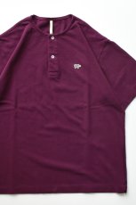 画像1: SCYE BASICS (サイベーシックス) Cotton Pique Henley Neck Shirt [BURGUNDY] (1)
