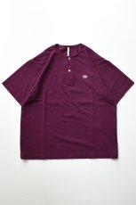画像2: SCYE BASICS (サイベーシックス) Cotton Pique Henley Neck Shirt [BURGUNDY] (2)