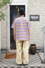 画像5: SCYE BASICS (サイベーシックス) Striped Cotton Pique T-Shirt [PURPLE] (5)