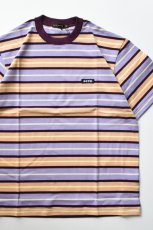 画像1: SCYE BASICS (サイベーシックス) Striped Cotton Pique T-Shirt [PURPLE] (1)
