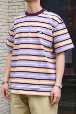 画像2: SCYE BASICS (サイベーシックス) Striped Cotton Pique T-Shirt [PURPLE] (2)