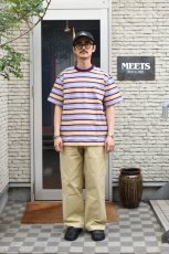 画像3: SCYE BASICS (サイベーシックス) Striped Cotton Pique T-Shirt [PURPLE] (3)
