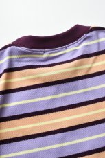 画像15: SCYE BASICS (サイベーシックス) Striped Cotton Pique T-Shirt [PURPLE] (15)
