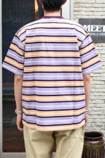 画像8: SCYE BASICS (サイベーシックス) Striped Cotton Pique T-Shirt [PURPLE] (8)