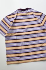 画像14: SCYE BASICS (サイベーシックス) Striped Cotton Pique T-Shirt [PURPLE] (14)