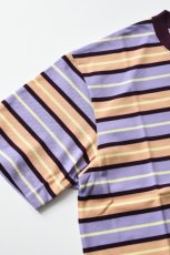 画像10: SCYE BASICS (サイベーシックス) Striped Cotton Pique T-Shirt [PURPLE] (10)