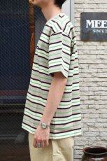 画像7: SCYE BASICS (サイベーシックス) Striped Cotton Pique T-Shirt [GREEN] (7)