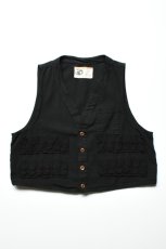 画像1: 【For WOMEN】Behind The River (ビハインドザリバー) "Black Beauty Vintage" Black Over Dye Black Sheep Hunting Vest (1)