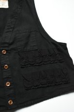 画像5: 【For WOMEN】Behind The River (ビハインドザリバー) "Black Beauty Vintage" Black Over Dye Black Sheep Hunting Vest (5)