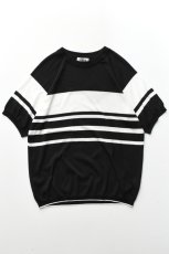 画像2: A.D.A.N (エーディーエーエヌ) VENTILATION MESH KNIT S/S SWEATER [BLACK BORDER] (2)