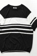 画像1: A.D.A.N (エーディーエーエヌ) VENTILATION MESH KNIT S/S SWEATER [BLACK BORDER] (1)