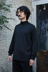 画像3: handvaerk (ハンドバーク) 60/2 MOCK NECK L/S T-SHIRT [BLACK] (3)
