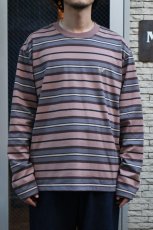 画像2: SCYE BASICS (サイベーシックス) Multi Striped Cotton L/S T-Shirt [ASH ROSE] (2)