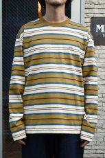 画像2: SCYE BASICS (サイベーシックス) Multi Striped Cotton L/S T-Shirt [DARK BRONZE] (2)
