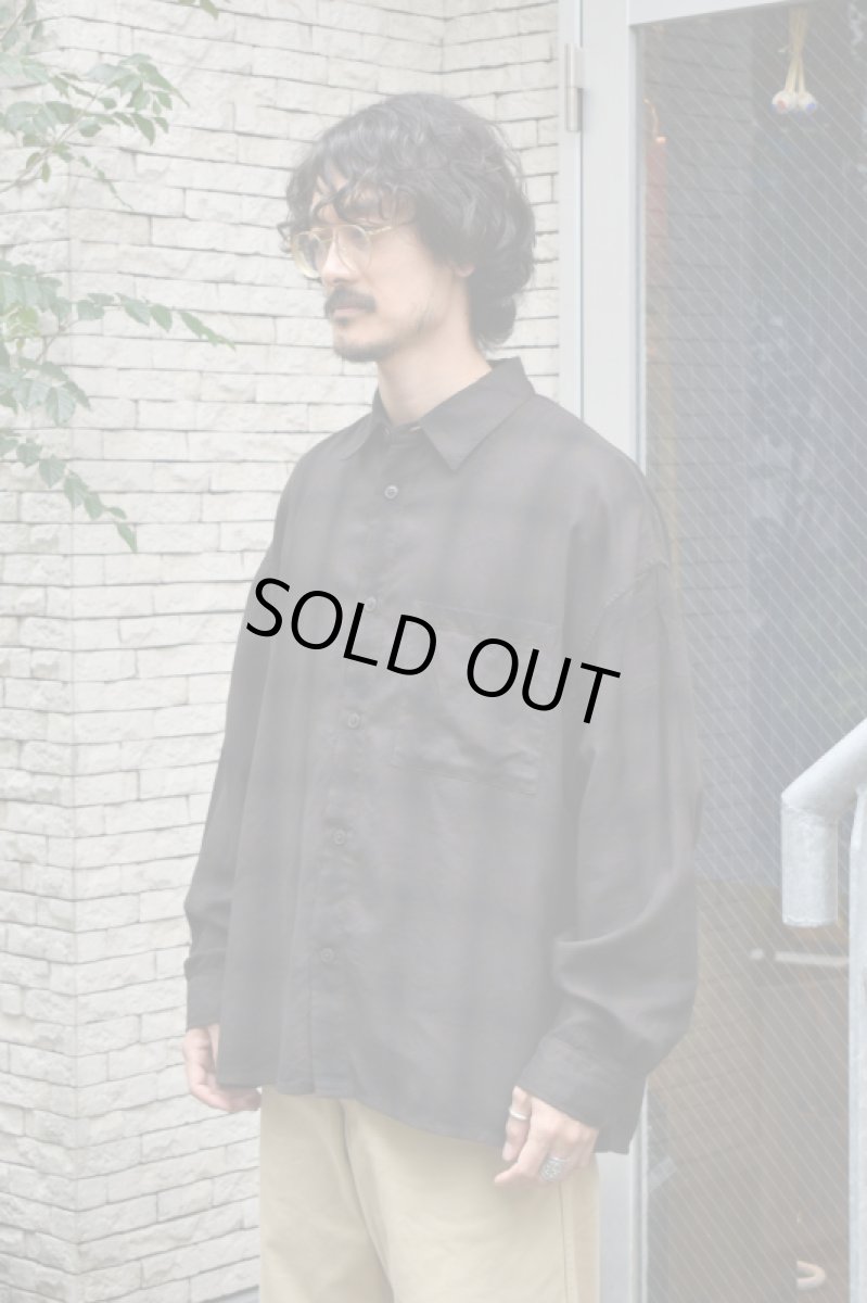 画像2: kontor (コントール) Overdyed Shadow Check Shirt [BROWN CHECK] (2)