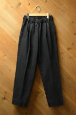画像1: FLISTFIA (フリストフィア) Denim Tuck Trousers [FADE BLACK] (1)