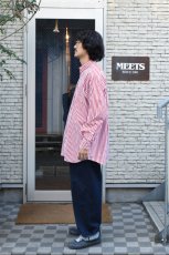 画像14: INDIVIDUALIZED SHIRTS (インディビジュアライズドシャツ) Barber Stripe Relaxed Fit Button Down Shirt [RED] (14)