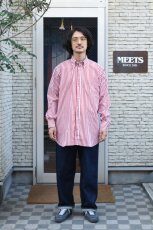 画像13: INDIVIDUALIZED SHIRTS (インディビジュアライズドシャツ) Barber Stripe Relaxed Fit Button Down Shirt [RED] (13)