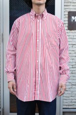 画像16: INDIVIDUALIZED SHIRTS (インディビジュアライズドシャツ) Barber Stripe Relaxed Fit Button Down Shirt [RED] (16)