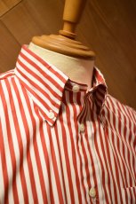 画像3: INDIVIDUALIZED SHIRTS (インディビジュアライズドシャツ) Barber Stripe Relaxed Fit Button Down Shirt [RED] (3)