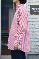 画像17: INDIVIDUALIZED SHIRTS (インディビジュアライズドシャツ) Barber Stripe Relaxed Fit Button Down Shirt [RED] (17)