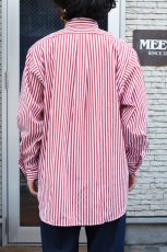 画像18: INDIVIDUALIZED SHIRTS (インディビジュアライズドシャツ) Barber Stripe Relaxed Fit Button Down Shirt [RED] (18)