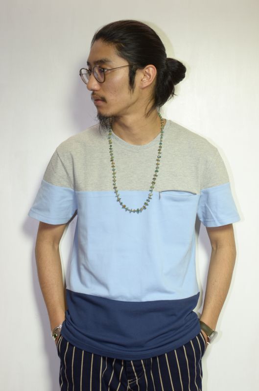 KESTIN HARE (ケスティンエア) KINGFISHER / CUT&SEW BLOCK STRIPE TEE [FEATHER/SKY/INK] が入荷しました