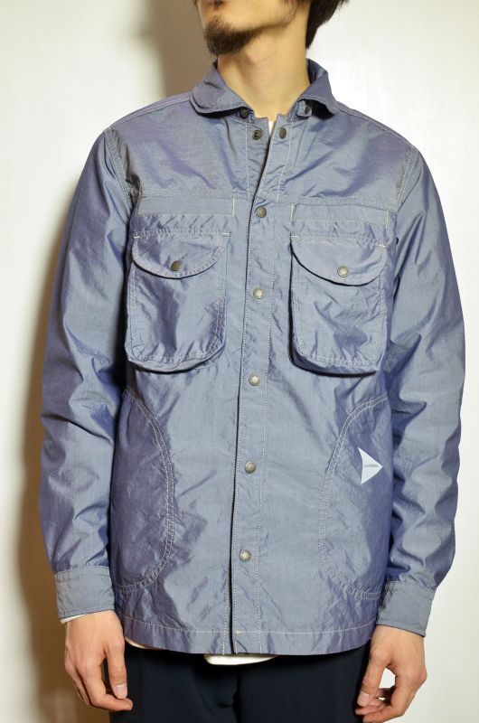 and wander (アンドワンダー) dry typewriter shirt jacket [navy] が入荷しました