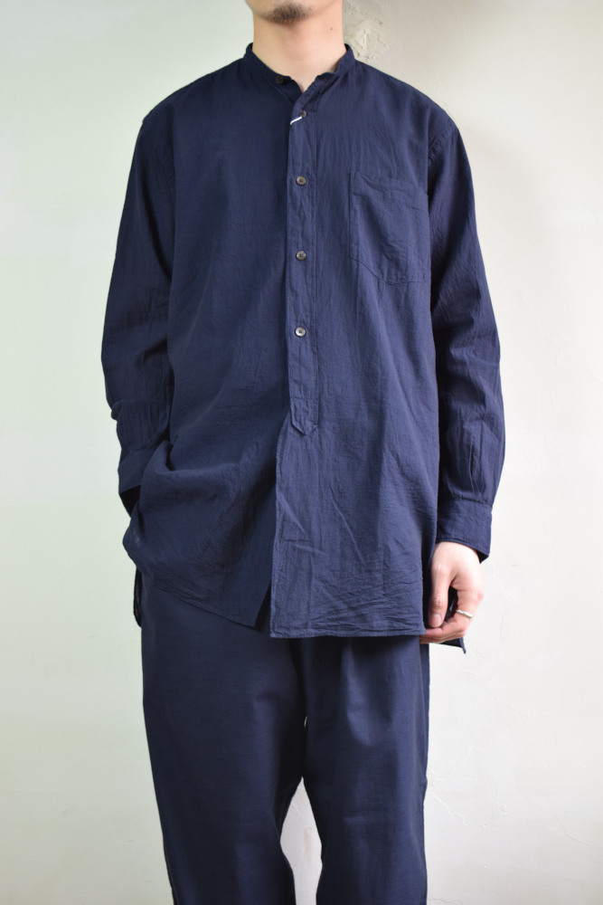 comoli 23ss バンドカラーシャツ Navy size3 | www.cestujemtrekujem.com