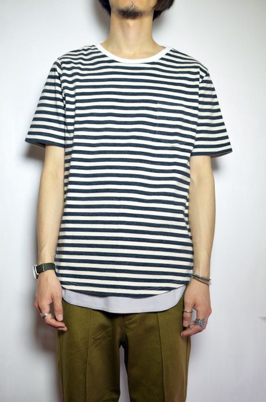 CURLY (カーリー) BRUSH BORDER SS TEE [ECRUxBLACK] が入荷しました